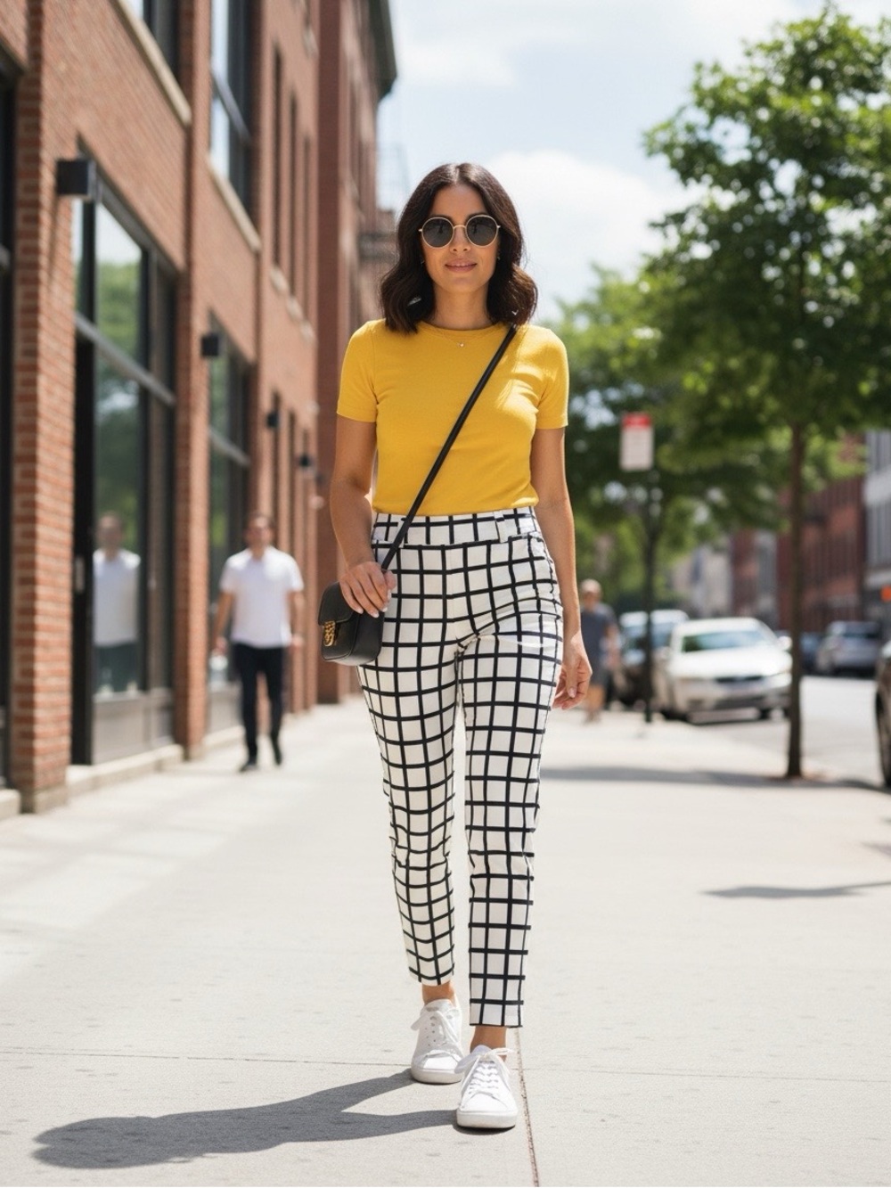 J.Crew Women’s Stretch Ivory/black Windowpane Grid Trousers Cotton Blend Sz 00